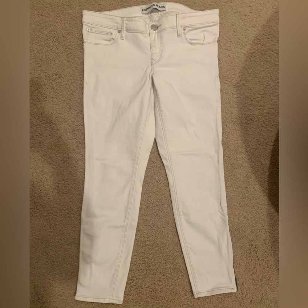 Express White Mid-Rise Skinny Jeans for Women